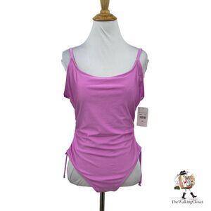 Tahiti Violet Swimsuit L Large Pull Sides Adjustable Straps Padded One Piece